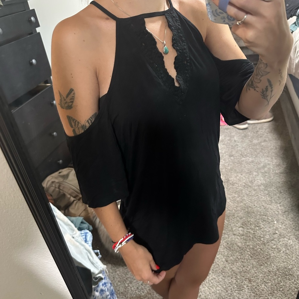 Daytrip Black Cut Out Relaxed Blouse